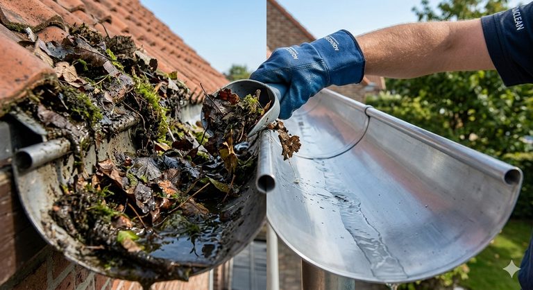 Dakgoten en corniches reinigen en ontstoppen